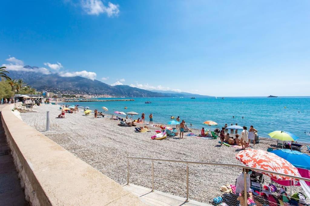 La Perle 2 P Terrasse Vue Mer 1Min Plage Clim Roquebrune-Cap-Martin Kültér fotó